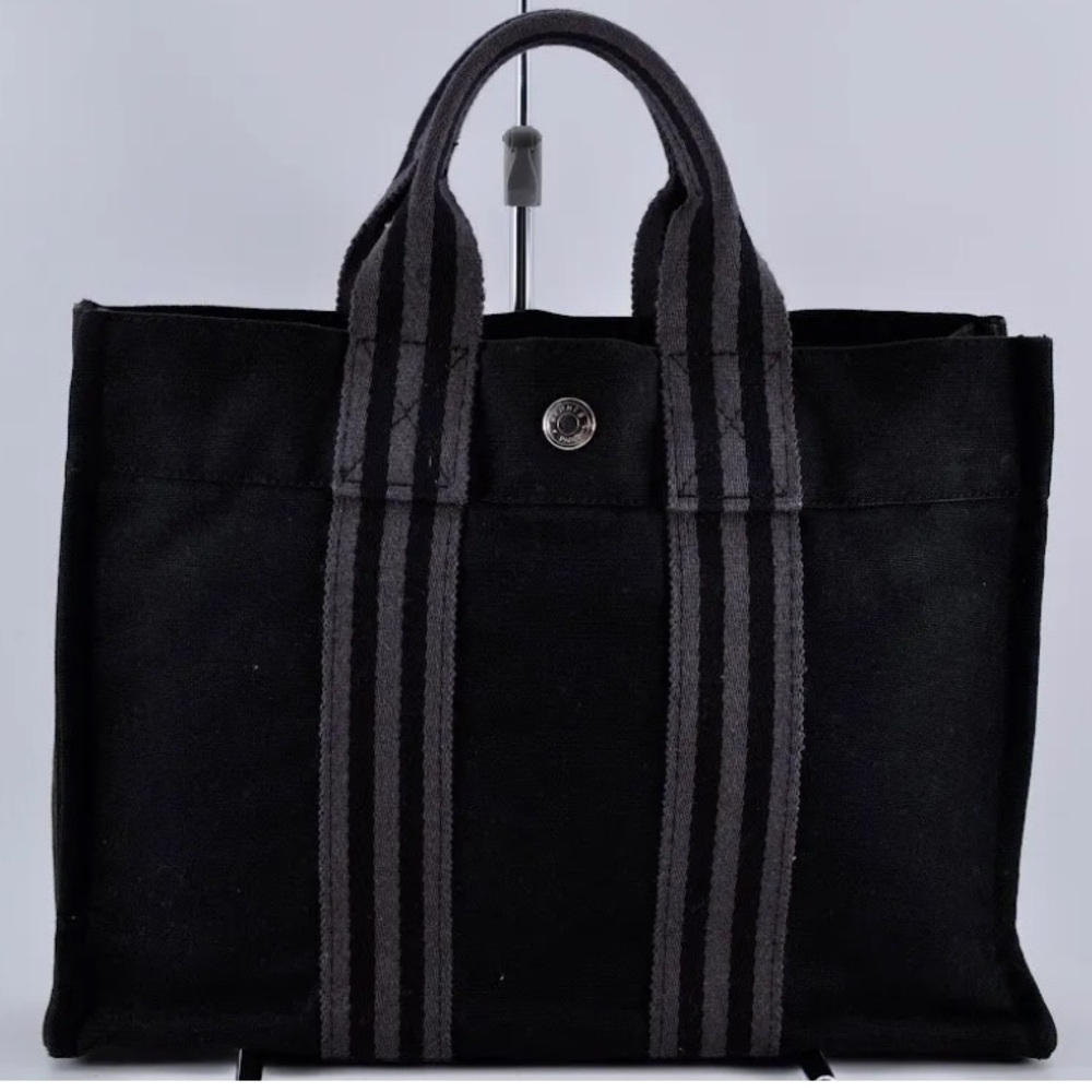 HERMES😍 Yell Line Fourre-Tout PM Toto Bag Canvas Black Gray